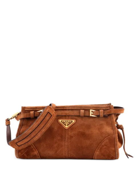 Prada Pre-Owned Bonnie Handbag Suede Small shoulder bag Brown F0LG6FS9FY3KJMBU