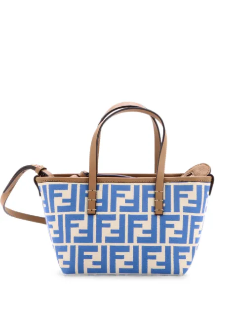 Fendi Pre-Owned Roll Tote Zucca Jacquard Mini satchel Blue C6ID92F8HWNZHRS1