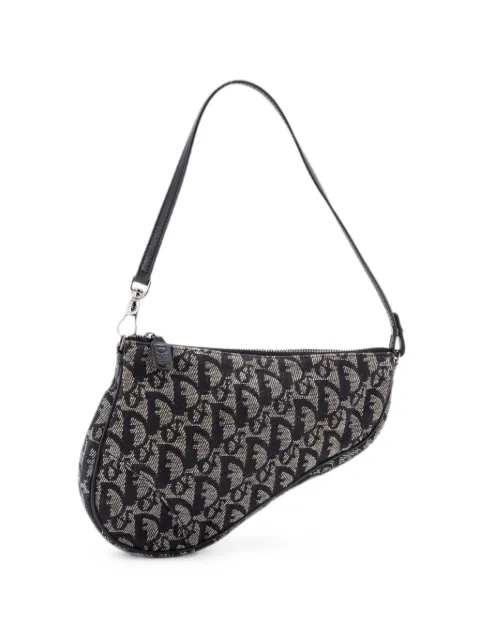 Christian Dior Pre-Owned Vintage Saddle Bag Diorissimo Canvas Mini clutch bag Blue BL0RZE9MZ3UOEUBC
