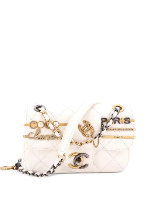 CHANEL Pre-Owned Coco Clips Flap Bag Embellished Quilted Lambskin Mini crossbody bag Neutrals BLIH6SWBXLV5BPXP