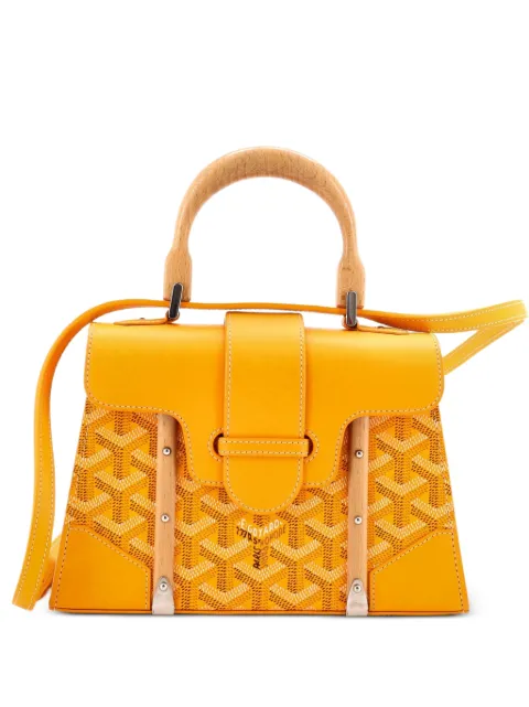 Goyard Pre-Owned Structured Saigon Top Handle Bag Coated Canvas with Leather Mini satchel Yellow AP9YDC134D8EEGL3