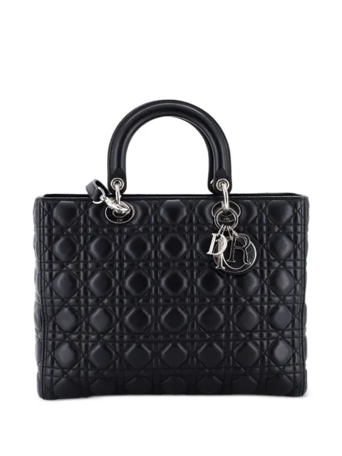 Christian Dior Pre-Owned Lady Dior Bag Cannage Quilt Lambskin Large tote bag Black ZO4SKJZC5JJDIP7B