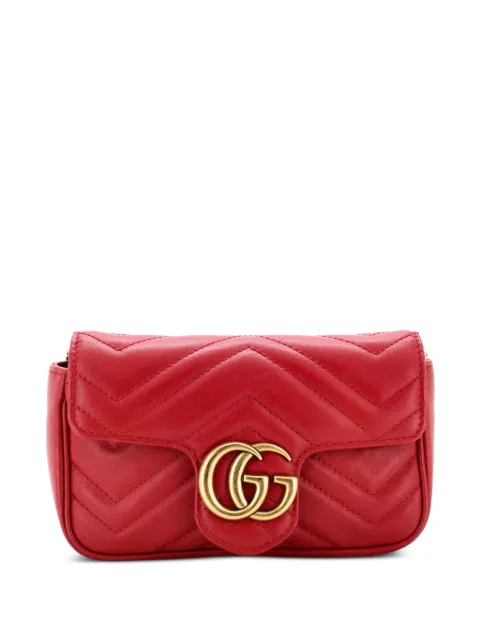 Gucci Pre-Owned GG Marmont Flap Bag Matelasse Leather Super Mini crossbody bag Red ZLOYPFIZPSP47UQL