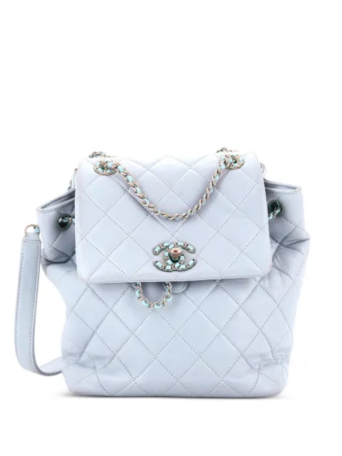 CHANEL Pre-Owned Chain Infinity Drawstring Quilted Lambskin Small backpack Blue VIHK22VB8WNN1Y21