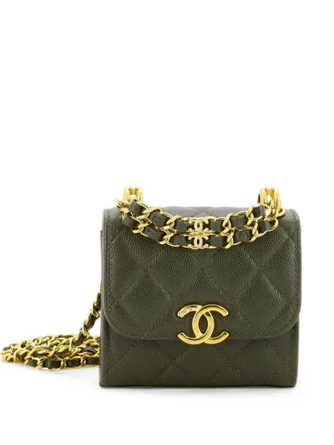 CHANEL Pre-Owned Coco First Clutch With Chain Quilted Caviar crossbody bag Green T31X58ZALJNS8XLE