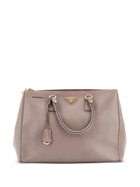 Prada Pre-Owned Double Zip Lux Saffiano Leather Large tote bag Grey SXM8YMXF6GLPOF2Y