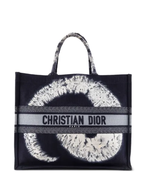Christian Dior Pre-Owned Book Embroidered Canvas Large tote bag Blue SHF5ESJQHYL3EAOV
