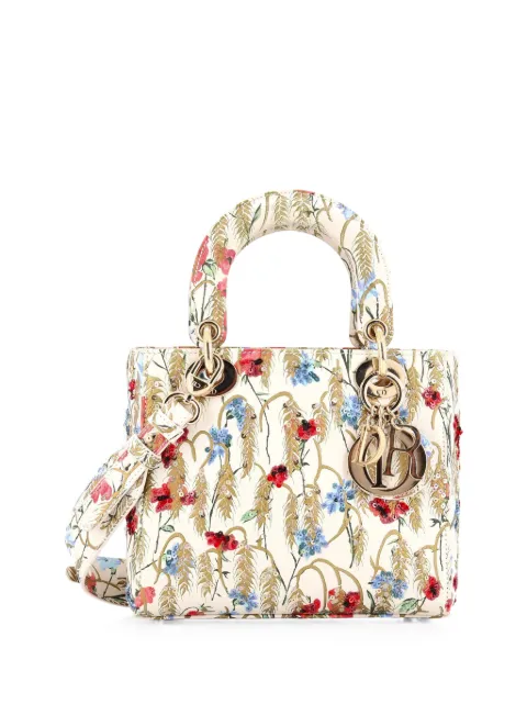 Christian Dior Pre-Owned My ABCDior Lady Dior Bag Embroidered Printed Leather satchel Neutrals RR2OMQFOS9KPUB1J