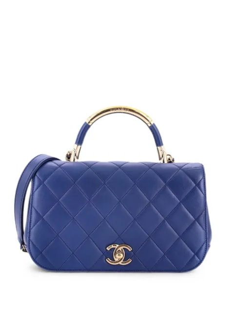 CHANEL Pre-Owned Carry Chic Flap Bag Quilted Lambskin Medium shoulder bag Blue 5PNFEJ8V7FX0YFTI