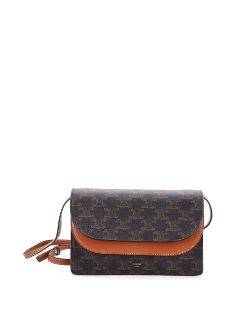 Celine Pre-Owned Wallet on Strap Triomphe Coated Canvas crossbody bag Brown QRJNJZWEHDXBB4UY