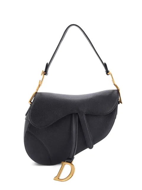 Christian Dior Pre-Owned Saddle Handbag Leather Medium shoulder bag Black PI8WO2G6RFSN4W1O