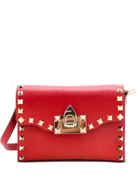 Valentino Garavani Pre-Owned Rockstud Flip Lock Flap Bag Leather Mini crossbody bag Red 26KJFR5O7D372K6F