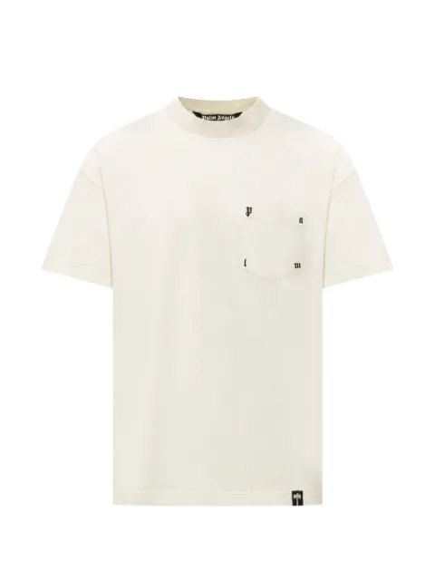 Palm Angels chest-pocket logo-print T-shirt Neutrals PAMAA008JR0010305