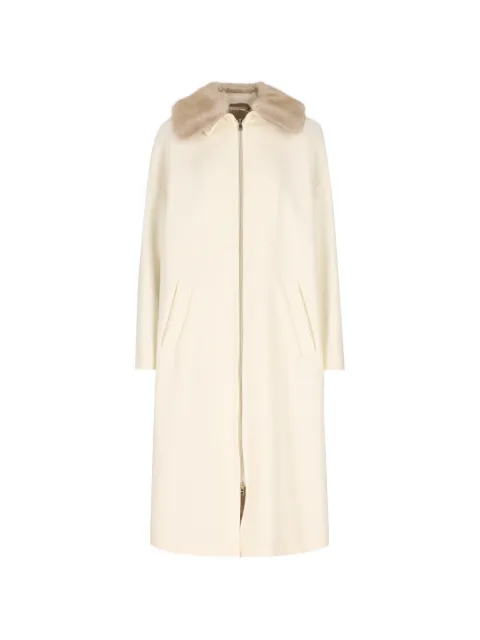 Herno faux-fur collar zip-up coat White CA000643D333441000