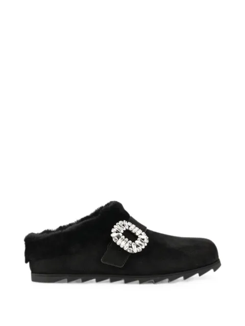 Roger Vivier crystal-buckle flat mules Black RVW83546080OYK