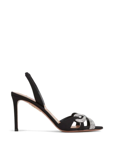 Aquazzura crystal-embellished slingback pumps Black RBKMIDS0GGM