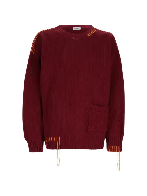 AMISH whipstitch-trim patch-pocket sweater Red AMX233CV34XXXXC0249