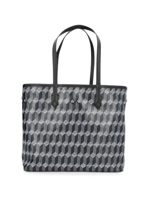 Au Départ medium No.47 geometric-print coated-canvas tote bag Black BWTT005