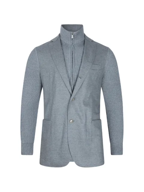 Eleventy ribbed-knit sleeve layered jacket Grey N75GIAN06TES0N2761413