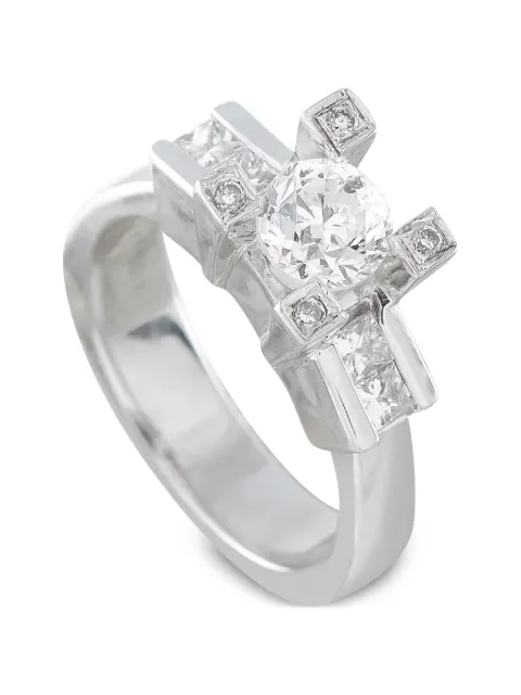 LB Exclusive diamond geometric ring Silver MF27070826