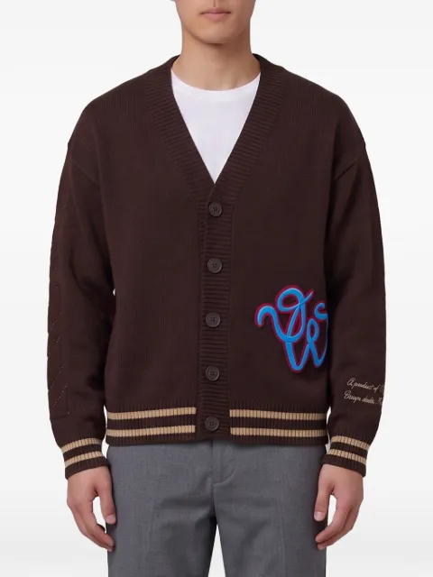 Off-White Cat Off Varsity embroidered cardigan Brown OMHB019F26KNI00150