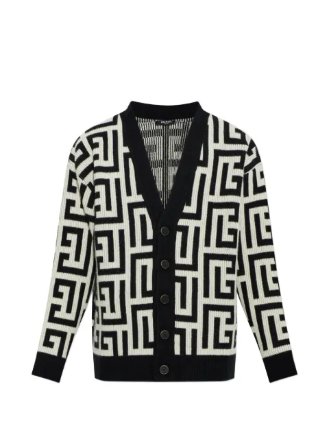 Balmain monogram-pattern cardigan Black HH1KM020KK27