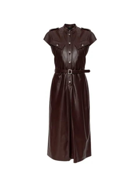 Alexander McQueen leather midi dress Brown 876456Q5ARX