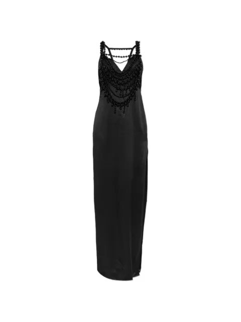 Balmain bead-embellished silk maxi dress Black HF1RN450PD52