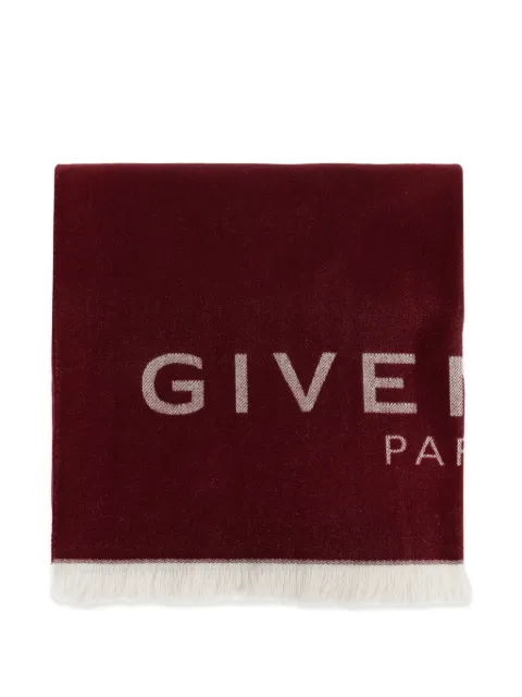 Givenchy logo-intarsia frayed scarf Red 7100101770