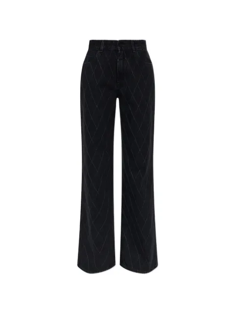 Balmain diamond-quilted wide-leg jeans Black HF1MI052DG13