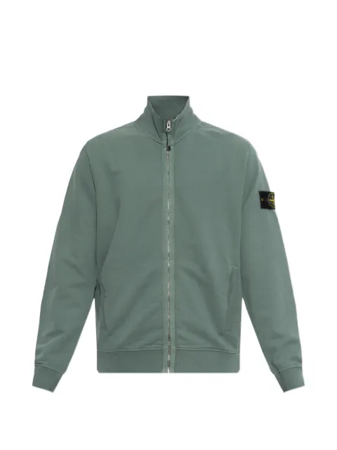 Stone Island 6100066 logo-patch zip-up sweatshirt Green L2S156100066S0A20