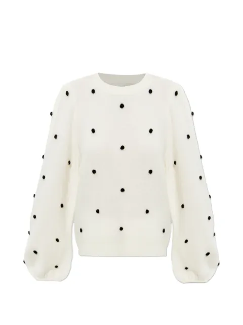 Gestuz pom-pom balloon-sleeve sweater White 10911407