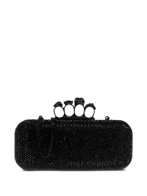 Alexander McQueen knuckle crystal-embellished clutch bag Black 8746161LY14