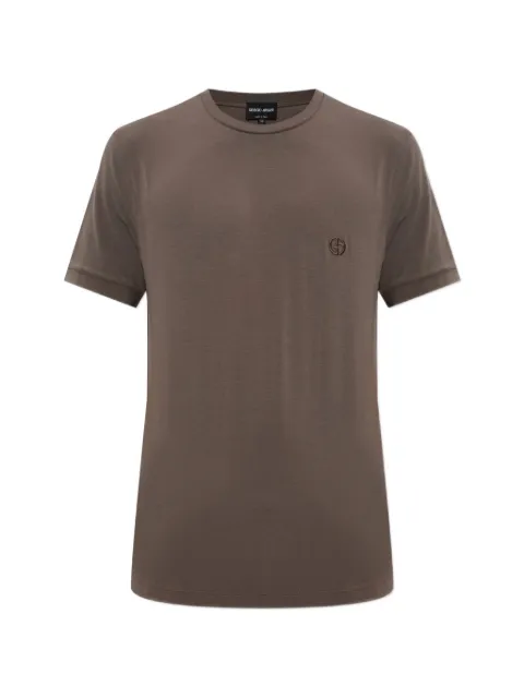 Giorgio Armani embroidered-logo T-shirt Brown 3GST52SJP4Z