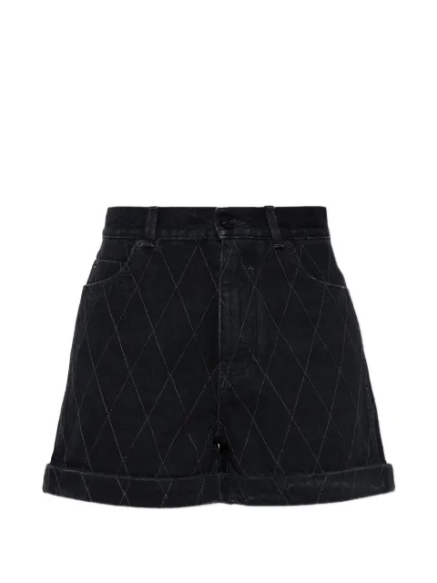 Balmain diamond-quilted turn-up shorts Black HF1MA170DG13