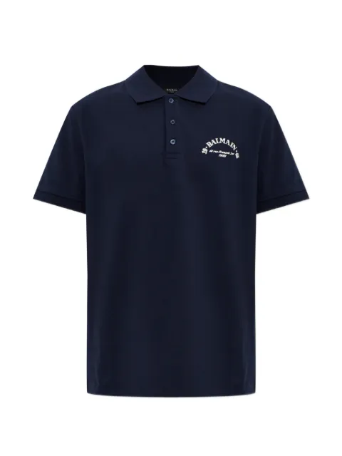 Balmain logo-print cotton polo shirt Blue HH1GB085BD66