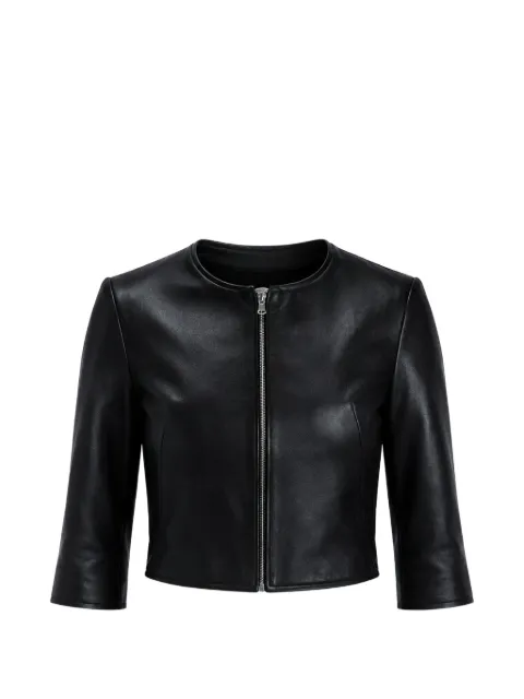 Susan Bender round-neck leather jacket Black SB2500
