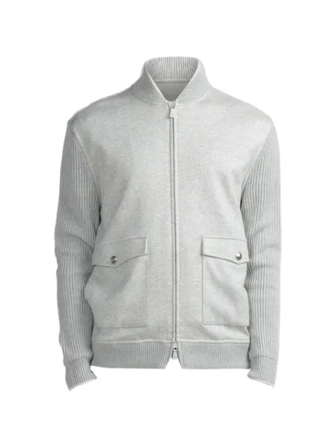 Eleventy ribbed-knit panelled jacket Grey M75GBTM32TES0M200