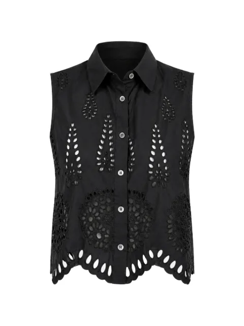 HEVRON Katja eyelet-detail shirt Black HSP25T008