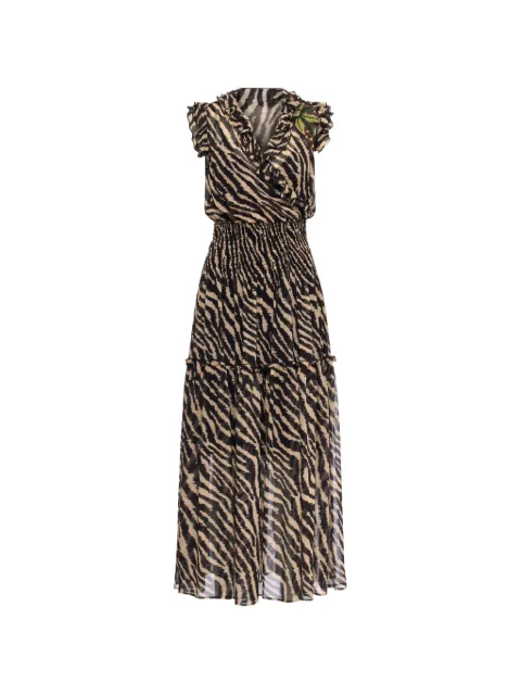 MAISON COMMON ruffled zebra-print dress Black 7017780