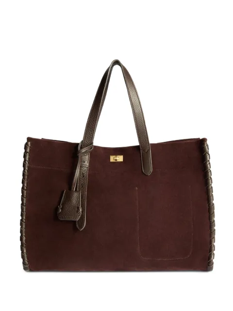 Anya Hindmarch Mortimer whipstitch-trim tote bag Brown 5050925207140