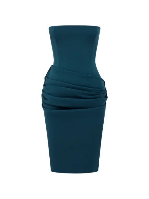 Alex Perry strapless draped midi dress Blue D1748PF26