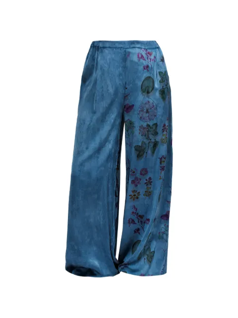 Avant Toi floral-print palazzo pants Blue 226SD2280SERV