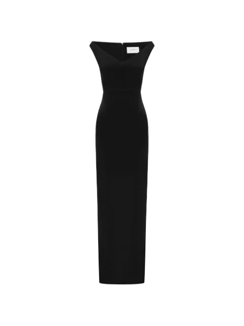Alex Perry off-shoulder slit-detail maxi dress Black D1742BLK