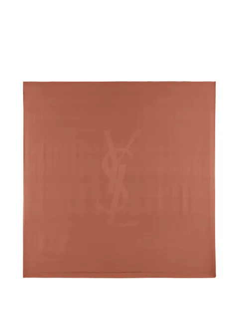 Saint Laurent Cassandre square scarf in silk charmeuse Brown 8599153Y039