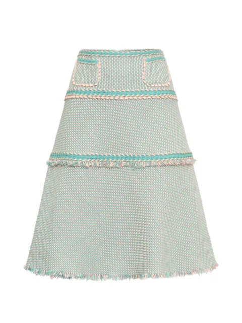 MAISON COMMON bouclé frayed-edge skirt Green 7308710