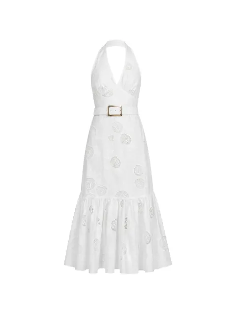 Self-Portrait belted floral-lace dress White PF26104MAW