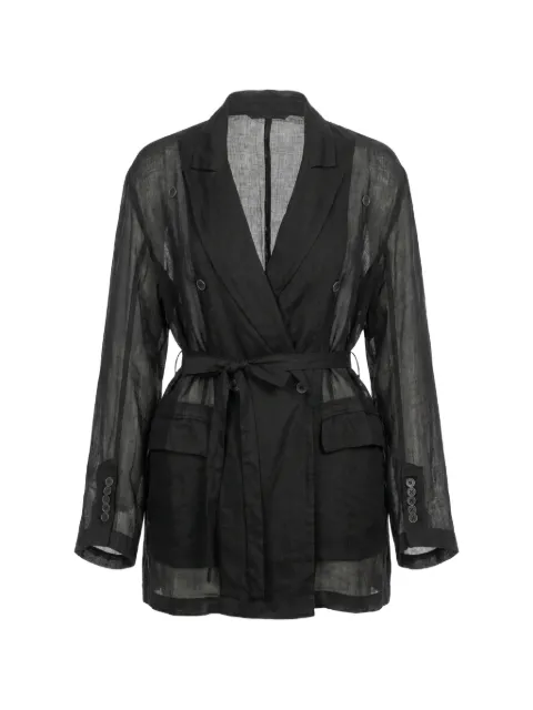 Masnada double-breasted belted jacket Black 8051GIACCARAM