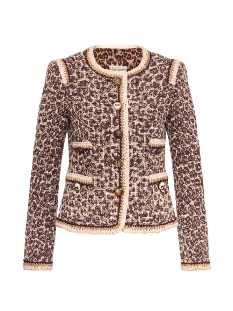 MAISON COMMON leopard-print tweed jacket Brown 7590717
