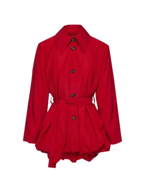 Magda Butrym belted bubble-hem coat Red 281526
